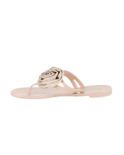 MISS GLOBO - Ciabatta infradito nude con fiore e strass