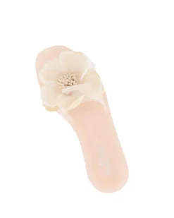 MISS GLOBO - Ciabatta nude con punta quadrata e fiore sulla fascia