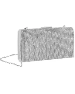 MISS GLOBO - Clutch argento con frange di strass fronali