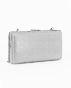 MISS GLOBO - Clutch argento con frange di strass fronali