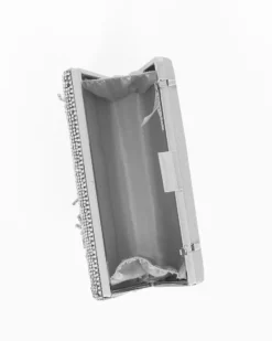 MISS GLOBO - Clutch argento con frange di strass fronali