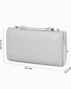 MISS GLOBO - Clutch argento glitterata con chiusura metallica con strass