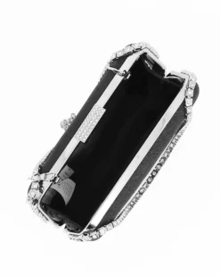 MISS GLOBO - Clutch nera con due manici catena con strass,  chiusura gioiello