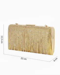 MISS GLOBO - Clutch oro con frange di strass frontali