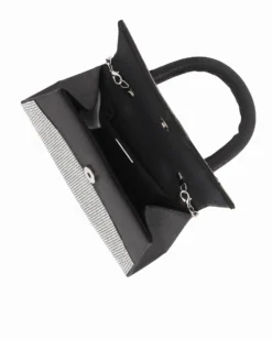 MISS GLOBO - Clutch un manico nera con patta e strass