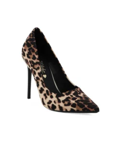 MISS GLOBO - Décolleté leopardata in raso con sottopiede in VERA PELLE, tacco 10,5CM