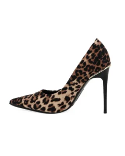MISS GLOBO - Décolleté leopardata in raso con sottopiede in VERA PELLE, tacco 10,5CM