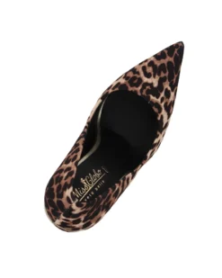MISS GLOBO - Décolleté leopardata in raso con sottopiede in VERA PELLE, tacco 10,5CM