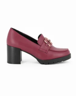 MISS GLOBO - Mocassino bordeaux con sottopiede in memory soft e morsetto, tacco 6,5CM
