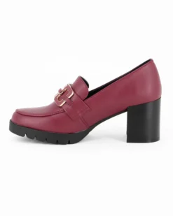 MISS GLOBO - Mocassino bordeaux con sottopiede in memory soft e morsetto, tacco 6,5CM