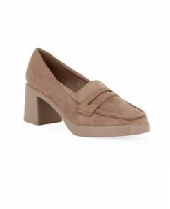 MISS GLOBO - Mocassino khaki scamosciato, tacco 6,5CM