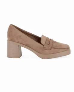MISS GLOBO - Mocassino khaki scamosciato, tacco 6,5CM