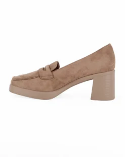 MISS GLOBO - Mocassino khaki scamosciato, tacco 6,5CM