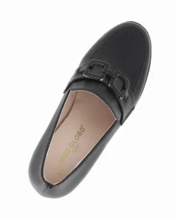 MISS GLOBO - Mocassino nero con sottopiede in memory soft e morsetto, tacco 7CM