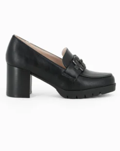 MISS GLOBO - Mocassino nero con sottopiede in memory soft e morsetto, tacco 7CM