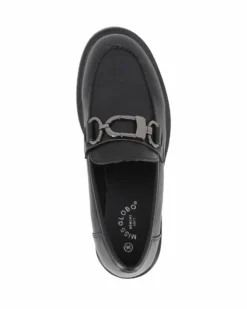 MISS GLOBO - Mocassino nero con morsetto e sottopiede in memory soft