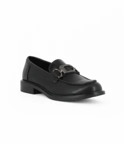 MISS GLOBO - Mocassino nero con morsetto e sottopiede in memory soft