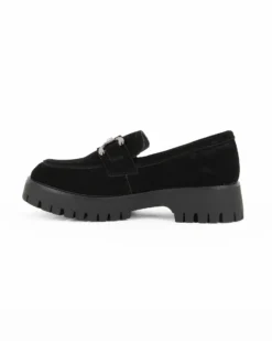 MISS GLOBO - Mocassino nero scamosciato in VERA PELLE con morsetto e sottopiede in memory soft