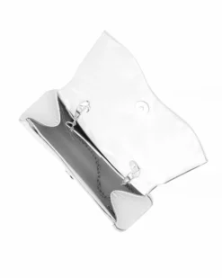 MISS GLOBO - Pochette argento con patta effetto onda e dettaglio cuore in strass