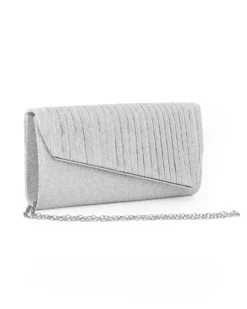 MISS GLOBO - Pochette argento in lurex con patta effetto onde e taglio diagonale
