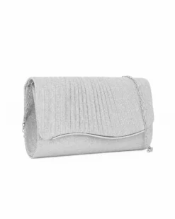 MISS GLOBO - Pochette argento in lurex con patta effetto onde