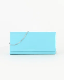 MISS GLOBO - Pochette azzurra in vernice con patta