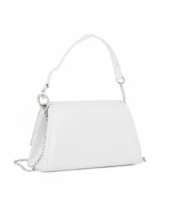 MISS GLOBO - Pochette bianca con patta dettaglio cuore di strass