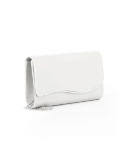 MISS GLOBO - Pochette bianca effetto vernice con patta e dettaglio argento