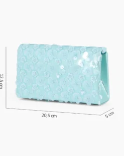 MISS GLOBO - Pochette blu con patta e paillettes, tracollina removibile