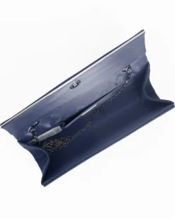 MISS GLOBO - Pochette blu scuro scamosciata e dettaglio argento sulla patta