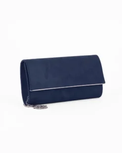 MISS GLOBO - Pochette blu scuro scamosciata e dettaglio argento sulla patta