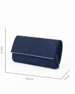 MISS GLOBO - Pochette blu scuro scamosciata e dettaglio argento sulla patta