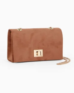 MISS GLOBO - Pochette camel scamosciata con patta e chiusura a girello