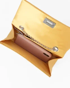 MISS GLOBO - Pochette gialla scamosciata con patta e chiusura a girello