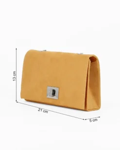 MISS GLOBO - Pochette gialla scamosciata con patta e chiusura a girello