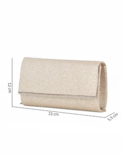 MISS GLOBO - Pochette glitterata oro con filo di strass sulla patta