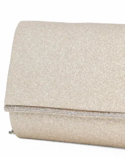 MISS GLOBO - Pochette glitterata oro con filo di strass sulla patta