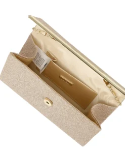 MISS GLOBO - Pochette in lurex oro con patta obliqua e dettaglio in metallo oro