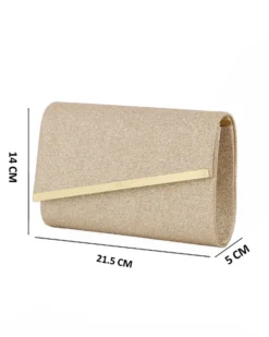 MISS GLOBO - Pochette in lurex oro con patta obliqua e dettaglio in metallo oro