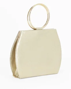 MISS GLOBO - POCHETTE LAMINATA ORO CON STRASS E MANICI TONDI IN METALLO