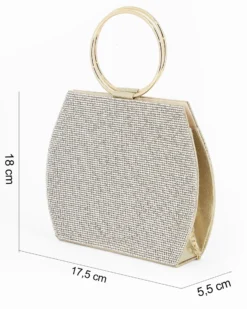 MISS GLOBO - POCHETTE LAMINATA ORO CON STRASS E MANICI TONDI IN METALLO