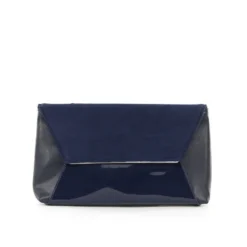 MISS GLOBO- Pochette multimateriale con bordo metallico su patta