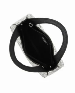 MISS GLOBO - Pochette nera a due manici tutta strass, tracolla removibile