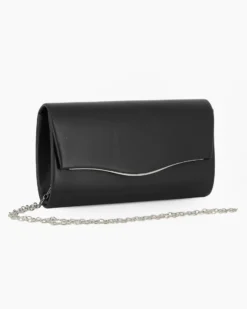 MISS GLOBO - Pochette nera con patta dettaglio argemto