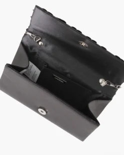 MISS GLOBO - Pochette nera con patta e paillettes, tracollina removibile