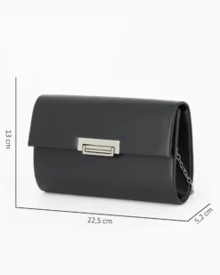 MISS GLOBO - Pochette nera con patta e chiusura metallica a incastro