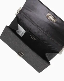 MISS GLOBO - Pochette nera in lurex con manico in strass