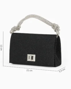 MISS GLOBO - Pochette nera in lurex con manico in strass