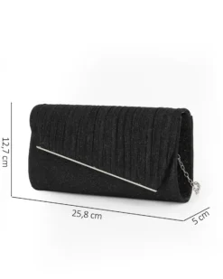 MISS GLOBO - Pochette nera in lurex con patta effetto onde e taglio diagonale