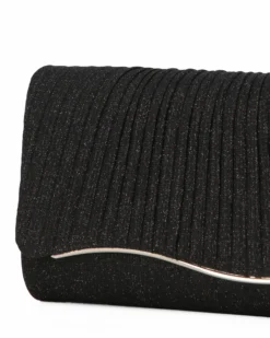 MISS GLOBO - Pochette nera in lurex con patta effetto onde